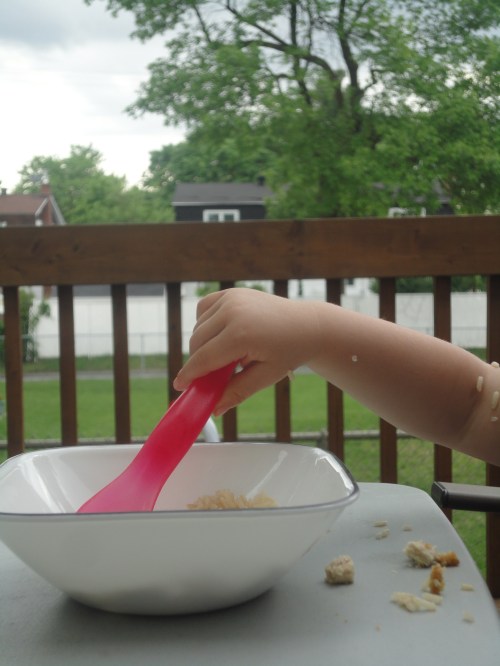 My solution for not having to sweep the floors after every meal.